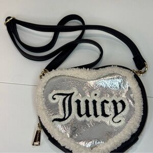 Juicy Couture Metallic Silver “Sheer Genius” Heart Cross Body Bag